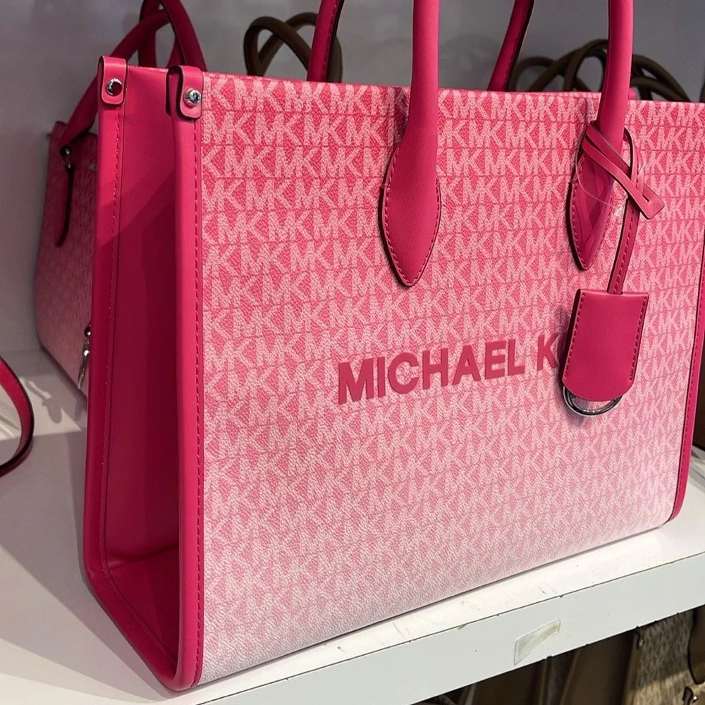 Michael Kors Mirella Medium Ombré Logo EW Tote Bag 
Dragonfruit 
NWT - Picture 5 of 14
